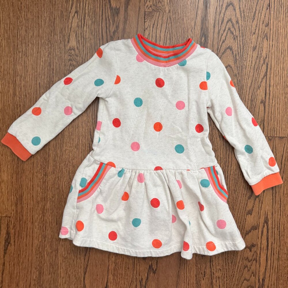 Mini Boden Girls Polka Dot Sweatshirt Dress - 2-3Y